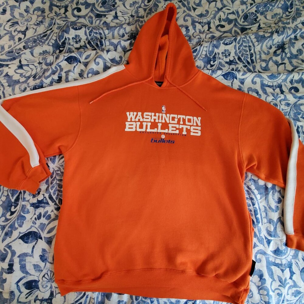 Vintage Washington Bullets Orange Hoodie L NBA Exclusive Collection tag DC